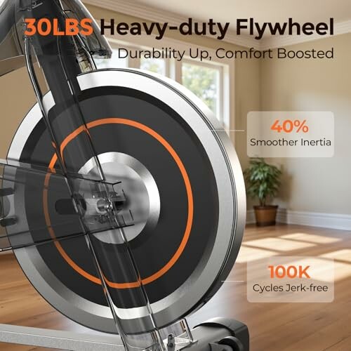 30lbs heavy-duty flywheel providing smoother inertia and jerk-free cycles for an effective workout.